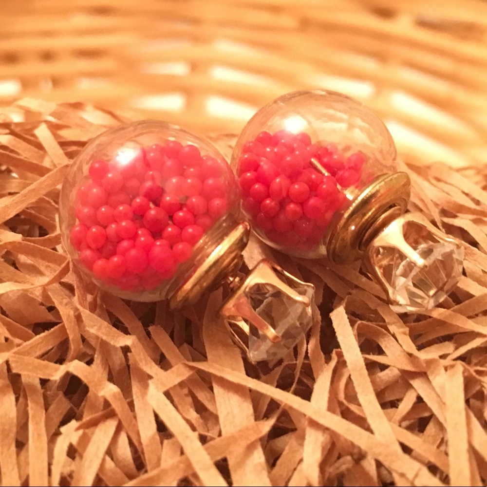 Bundle 3 for $10 Red Gumball diamond earring